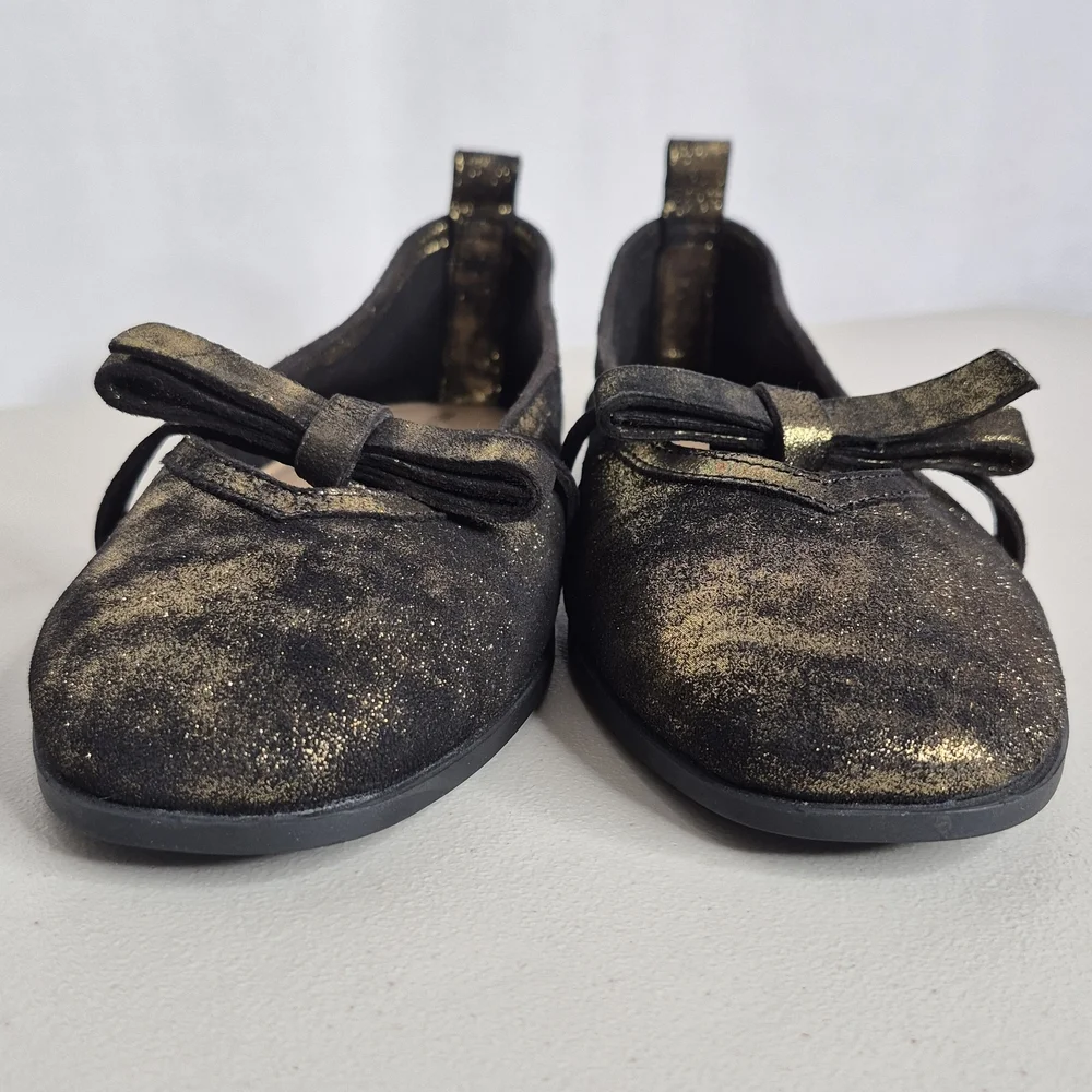 Free People Mania Bow Leather Ballet Flats in Bronze Age Metallic - Size 8